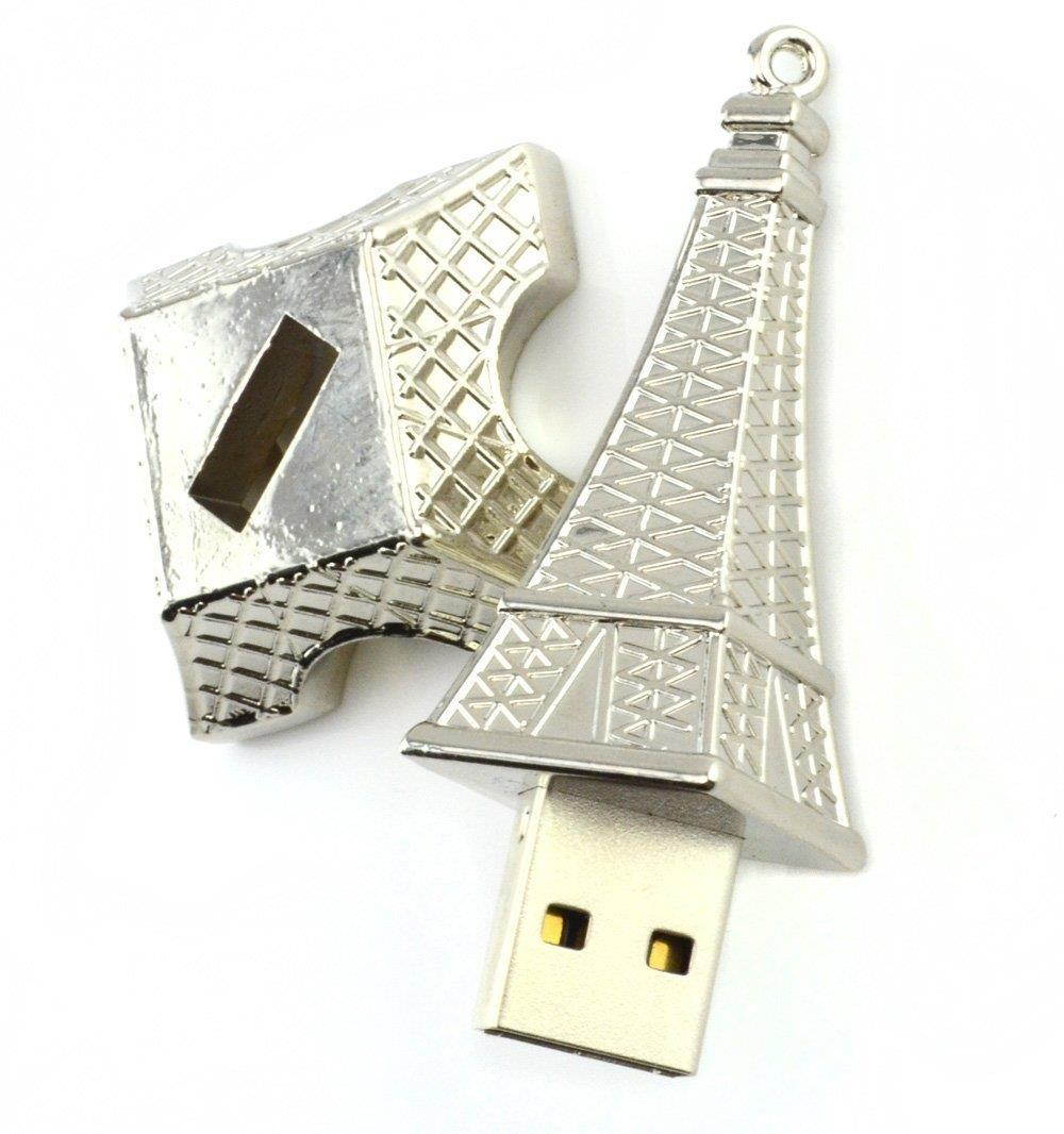 WooTeck 2 Pack 16GB Metal Eiffel Tower USB Flash Drive (Golden and Silver)