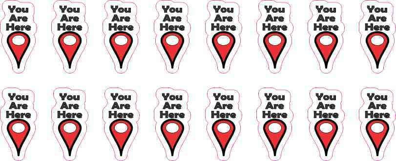 StickerTalk You Are Here Pointer Vinyl Stickers, 1 sheet of 16 stickers, .5 inch by 1 inch each