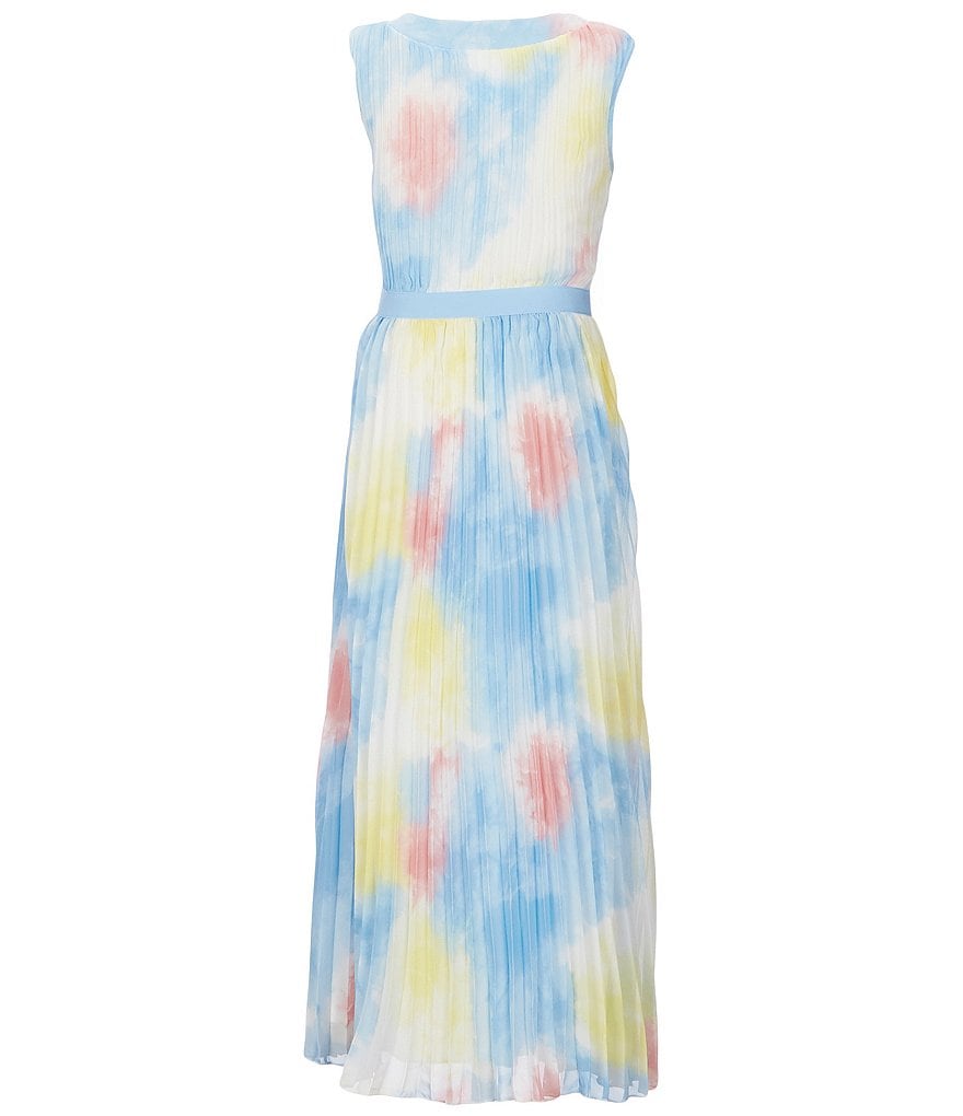 Rare Editions Big Girls 7-16 Tie-Dye Pleated Chiffon Maxi Dress