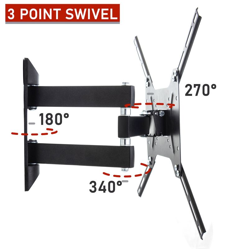 MegaMounts Full Motion, Tilt and Swivel Single Stud Wall Mount