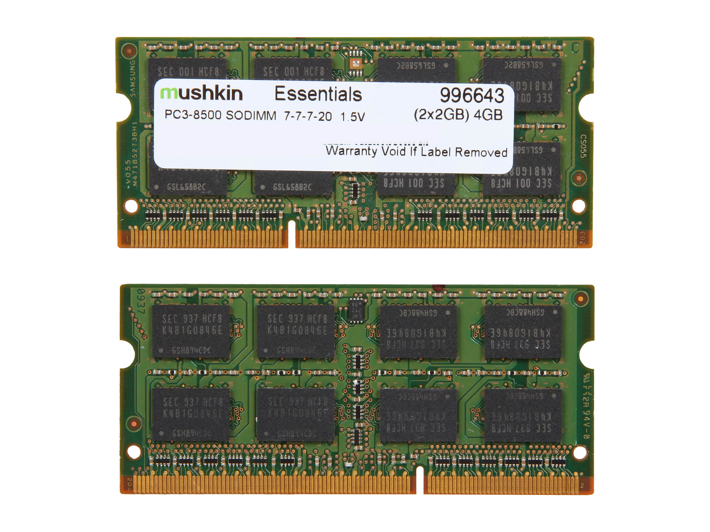 Mushkin Enhanced 2GB 204-Pin DDR3 SO-DIMM DDR3 1066 (PC3 8500) Laptop Memory Model 991643