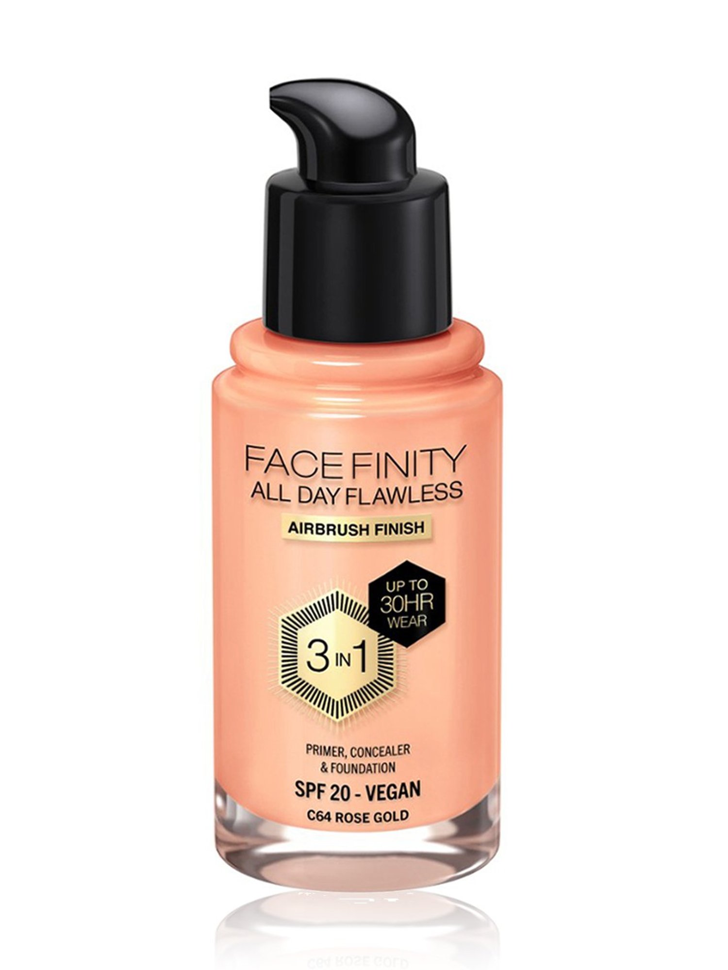 Max Factor Facefinity All Day Flawless 3 In 1 Foundation SPF 20 C64 Rose Gold - 30 ml