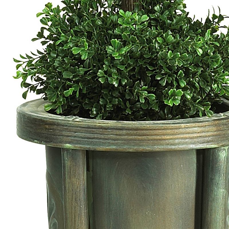 Artificial 5ft Double Ball Leucodendron Topiary With Decorative Vase Indoor/Outdoor - Nearly Natural