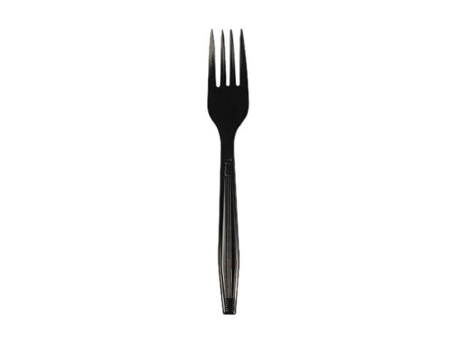 Boardwalk YPH-FE Full Length Polystyrene Cutlery, Fork, Black, 1000/Carton