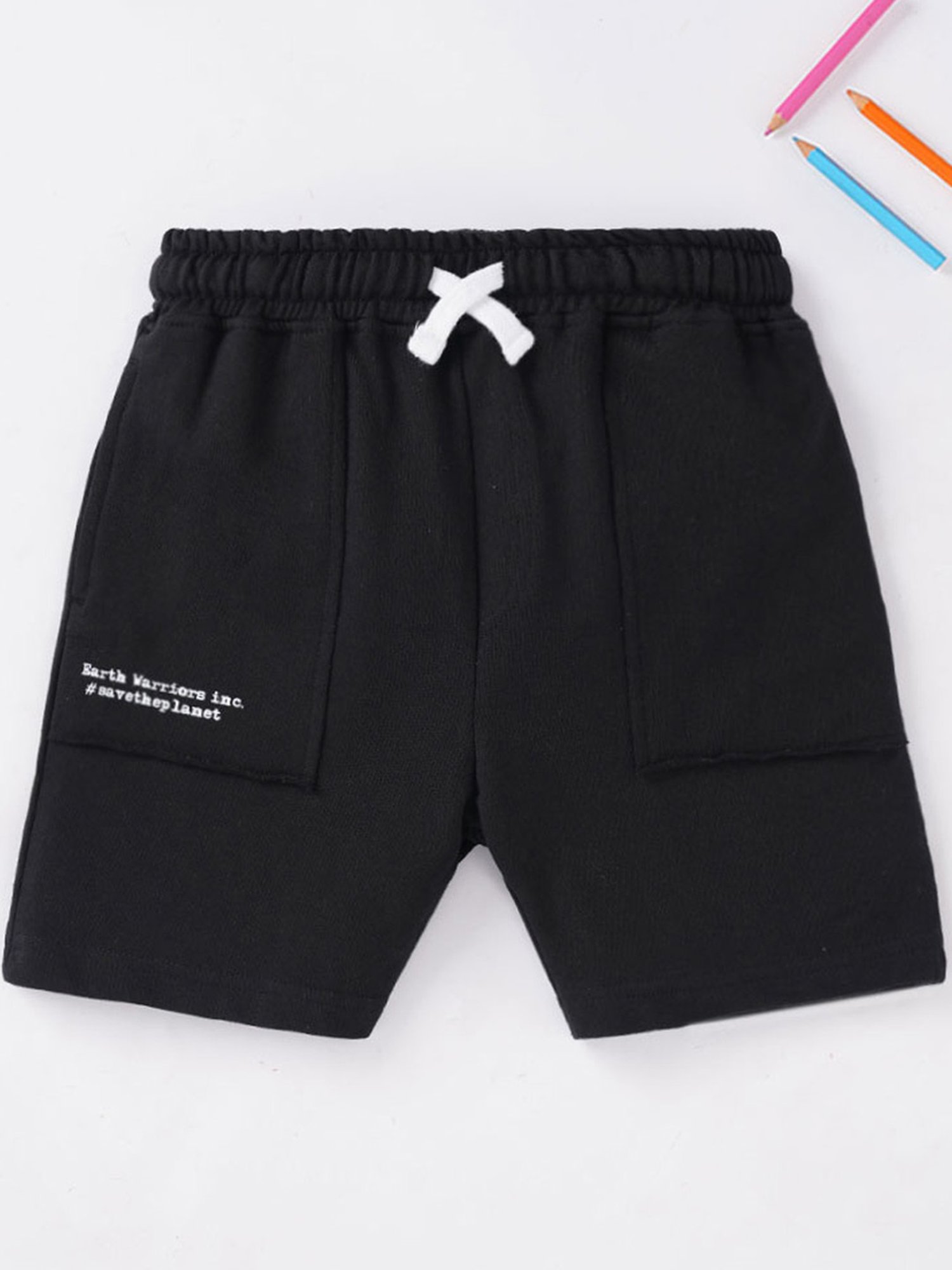 Ed-a-Mamma Kids Black Cotton Printed Shorts