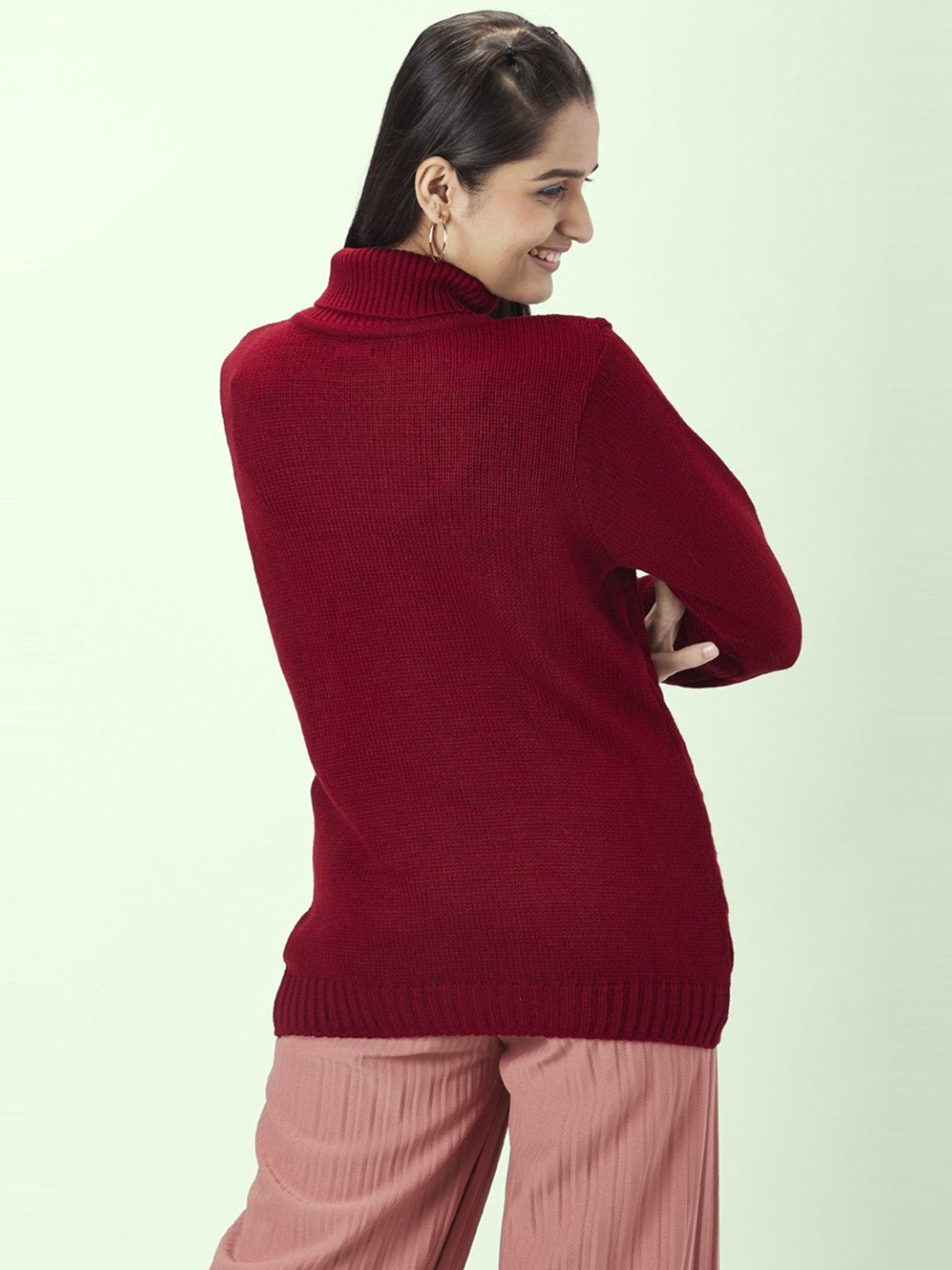 Honey by Pantaloons Red Self Pattern Sweater