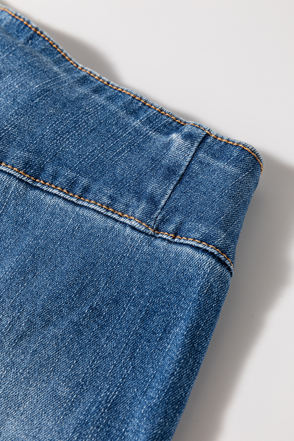 Sail Blue High Waist Button Raw Hem Jeans