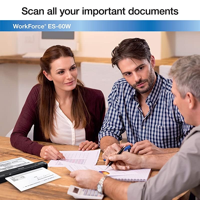 Workforce ES-60W Wireless Portable Sheet-fed Document Scanner for PC and Mac