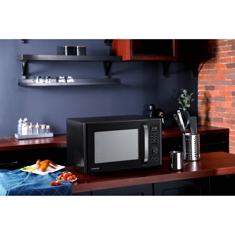 Toshiba 1.0 cu ft Multi-function 6 in 1 Microwave Black Stainless Steel ml-AC28S(BK)