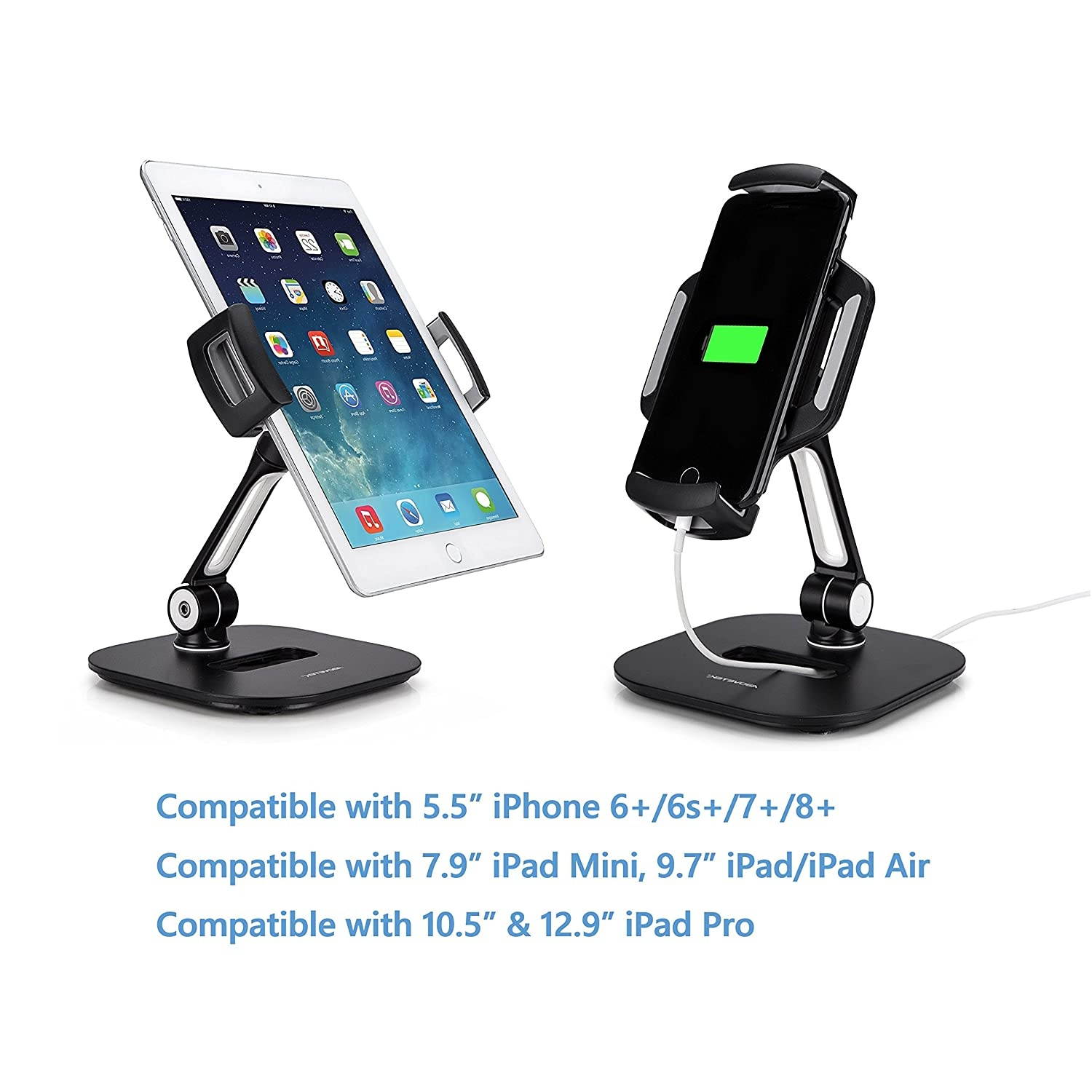 AboveTEK Bracket Tablet Holder for 5.5-13.5" Tablet & Phone (Holder Only), to Be Paired with Compatible AboveTEK Tablet Stand as Swivel Folding Clamp Mount for Kitchen Office Desk POS Kiosk Reception