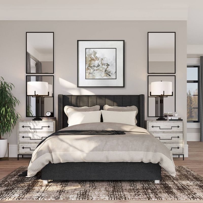 Franklin Iron Works Modern Industrial Table Lamp Black Metal White Drum Shade for Living Room Bedroom Bedside Nightstand Office