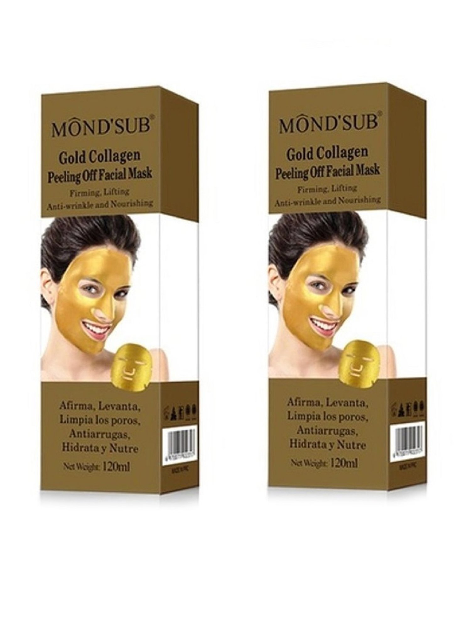 MONDSUB Gold Collagen Peel Off Facial Mask (Pack of 2) - 120 ml