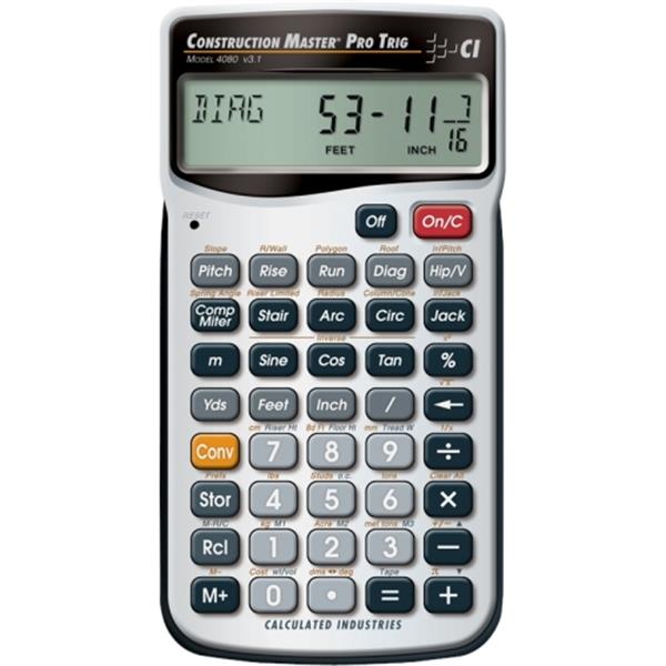 Construction Calculator,6 Lx3 1/4 In W CALCULATED INDUSTRIES 4080