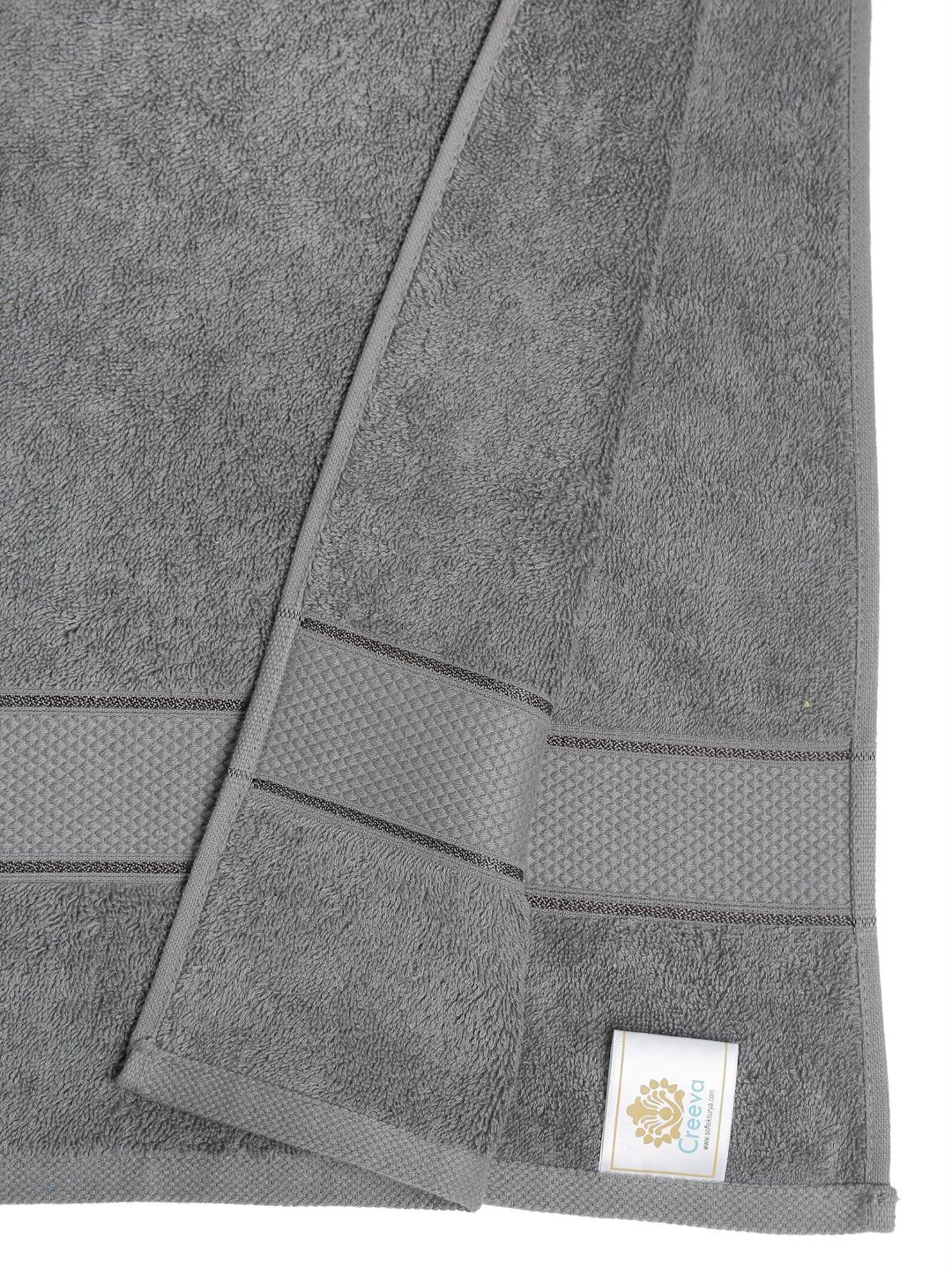 Creeva Grey 525 GSM Cotton Bath Towel Set of 2