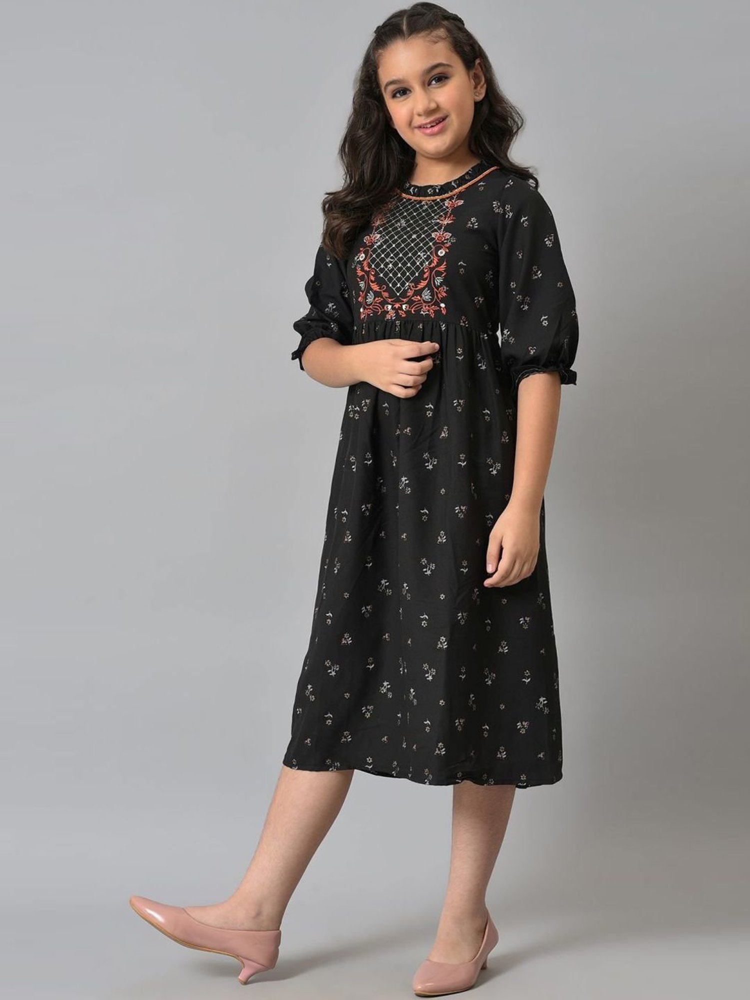 Aurelia Kids Black Printed Dress