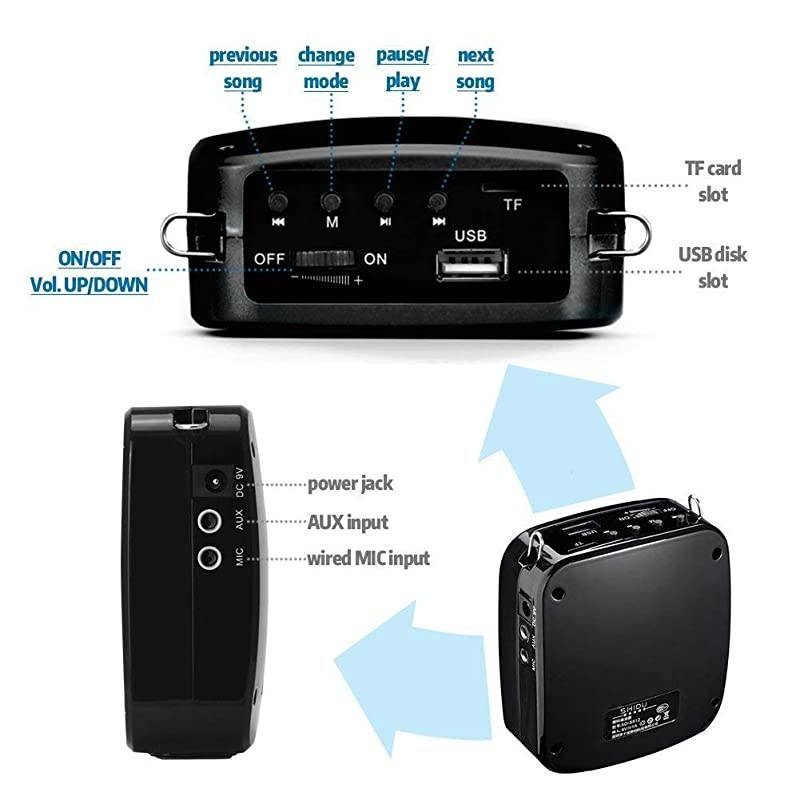 Voice Amplifier, Mini Voice Amplifier with Wired Microphone Headset 15W Portable Personal Speaker MP3 Audio Sound System for Teachers,Elderly,Singing,Coaches,Yoga,Tour Guides,Outdoor Trainers