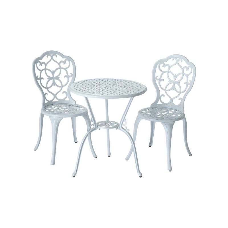 Segreto 3pc White Cast Aluminum Patio Bistro Set - Alfresco Home