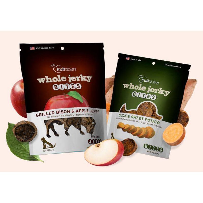 Fruitables Dog Treats Whole Jerky Bites Grilled Bison & Apple - 12oz