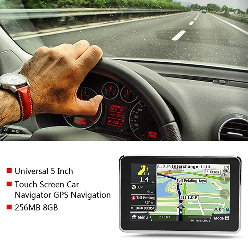 Universal 5 Inch Touch Screen GPS Navigation System for Car Truck 256MB 8GB MP3 FM Europe MapLifetime MapsLive TrafficLive ParkingDriver AlertsAutomatic Voice