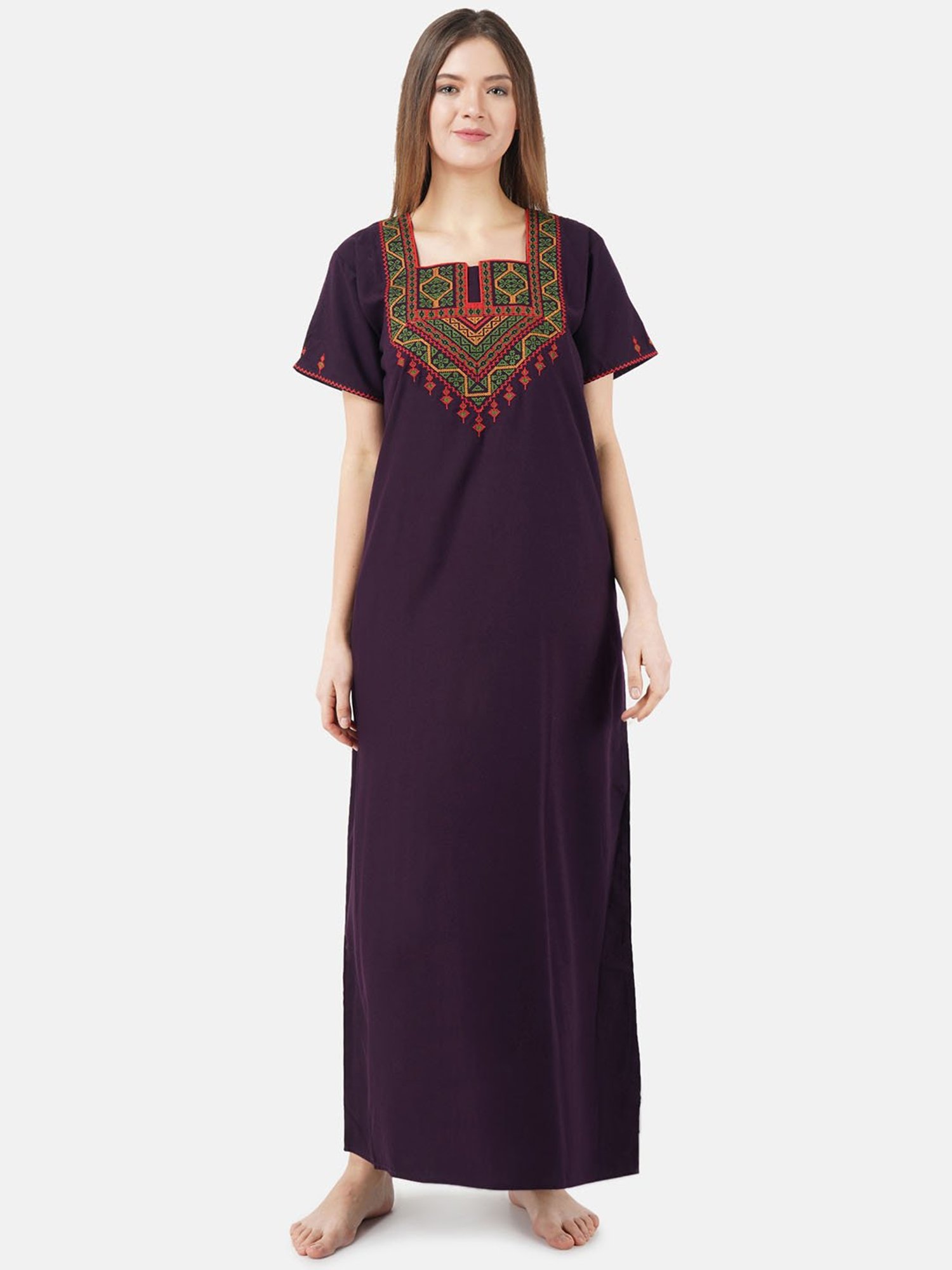 KOI SLEEPWEAR Purple Embroidered Nighty