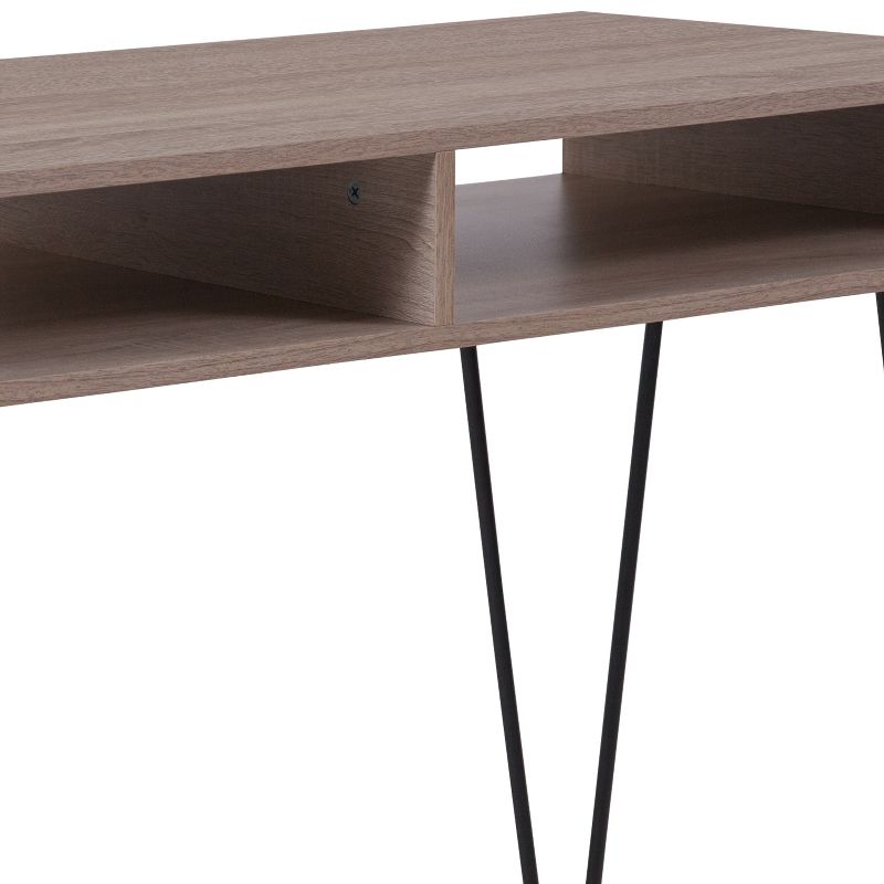 Flash Furniture Franklin Oak Wood Grain Finish Computer Table with Black Metal Legs