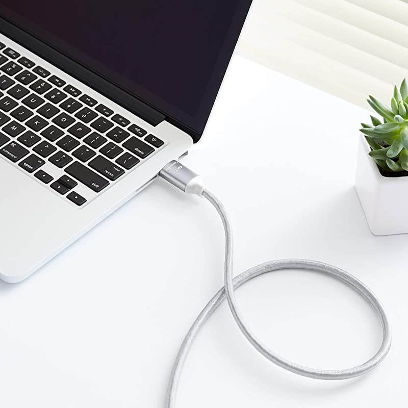 Basics 10.2 Gbps High-Speed 4K HDMI Cable with Braided Cord, 3-Foot, Light Grey