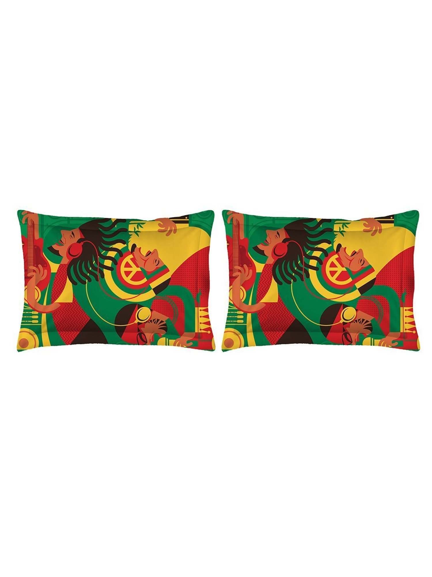 Boutique Living Rasta Rhymes Printed Multicolor 146 TC Cotton King Bed Sheet with 2 Pillow Covers