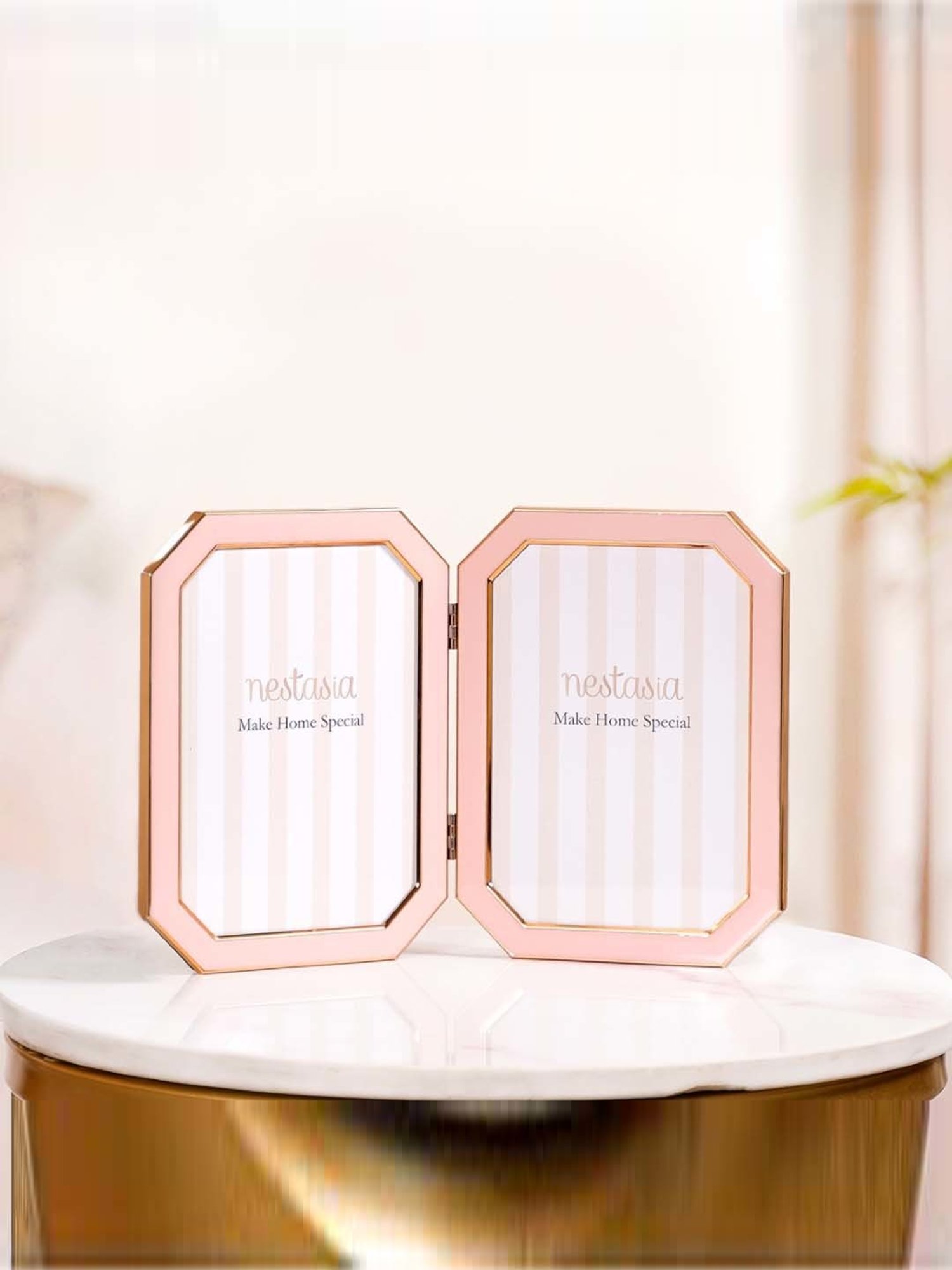 Nestasia Foldable Dual Photo Frame Pink 11 Inches x 5.5 Inches