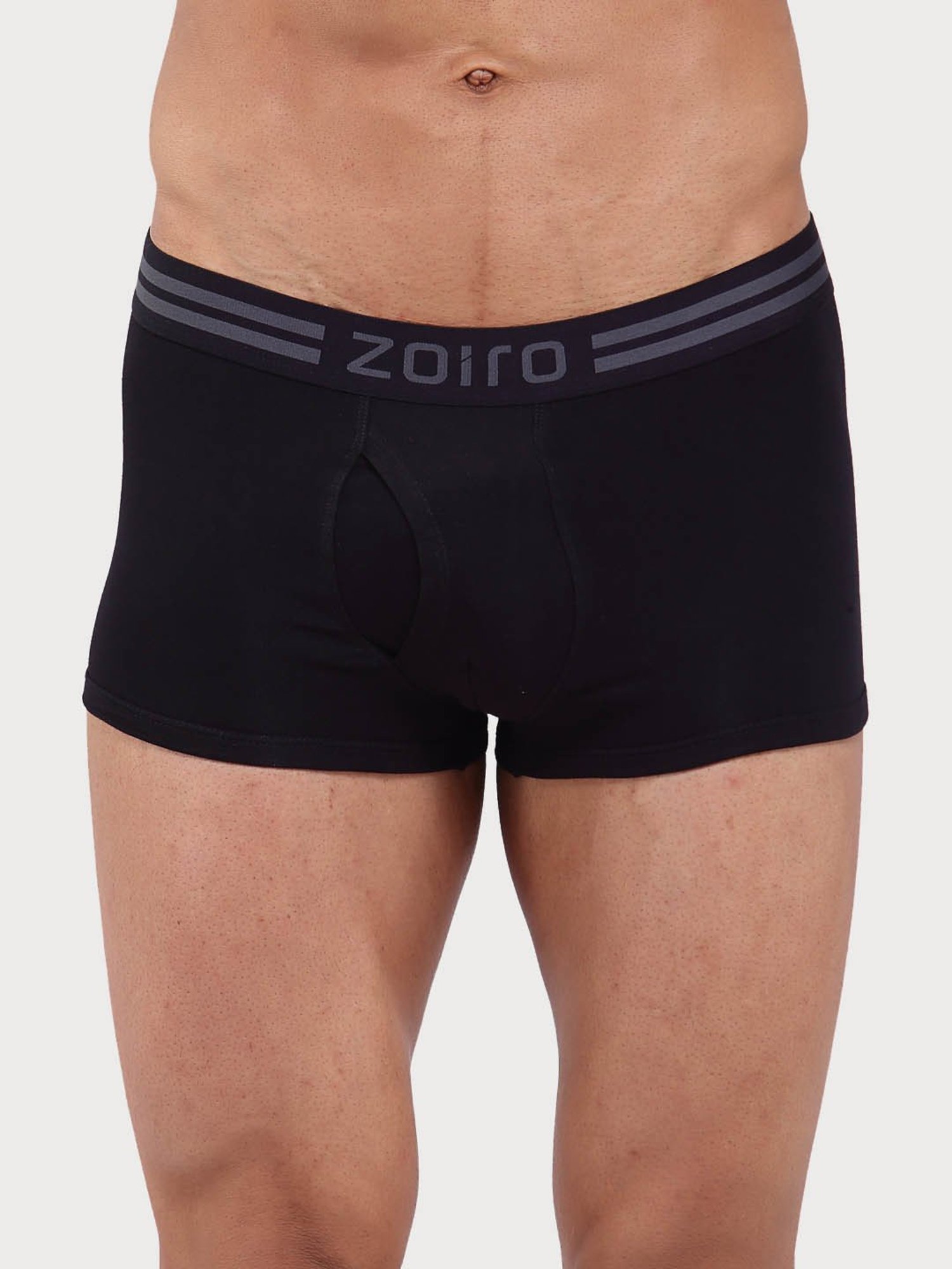 Zoiro Black Cotton Regular Fit Trunks - Pack Of 2