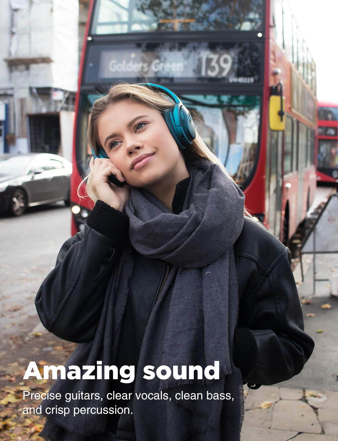 COWIN SE7 Active Noise Cancelling Headphones Bluetooth Headphones Wireless Headphones Over Ear with Mic/Aptx, Comfortable Protein Earpads 30H Playtime, Foldable Headphones for Travel/Work - Black