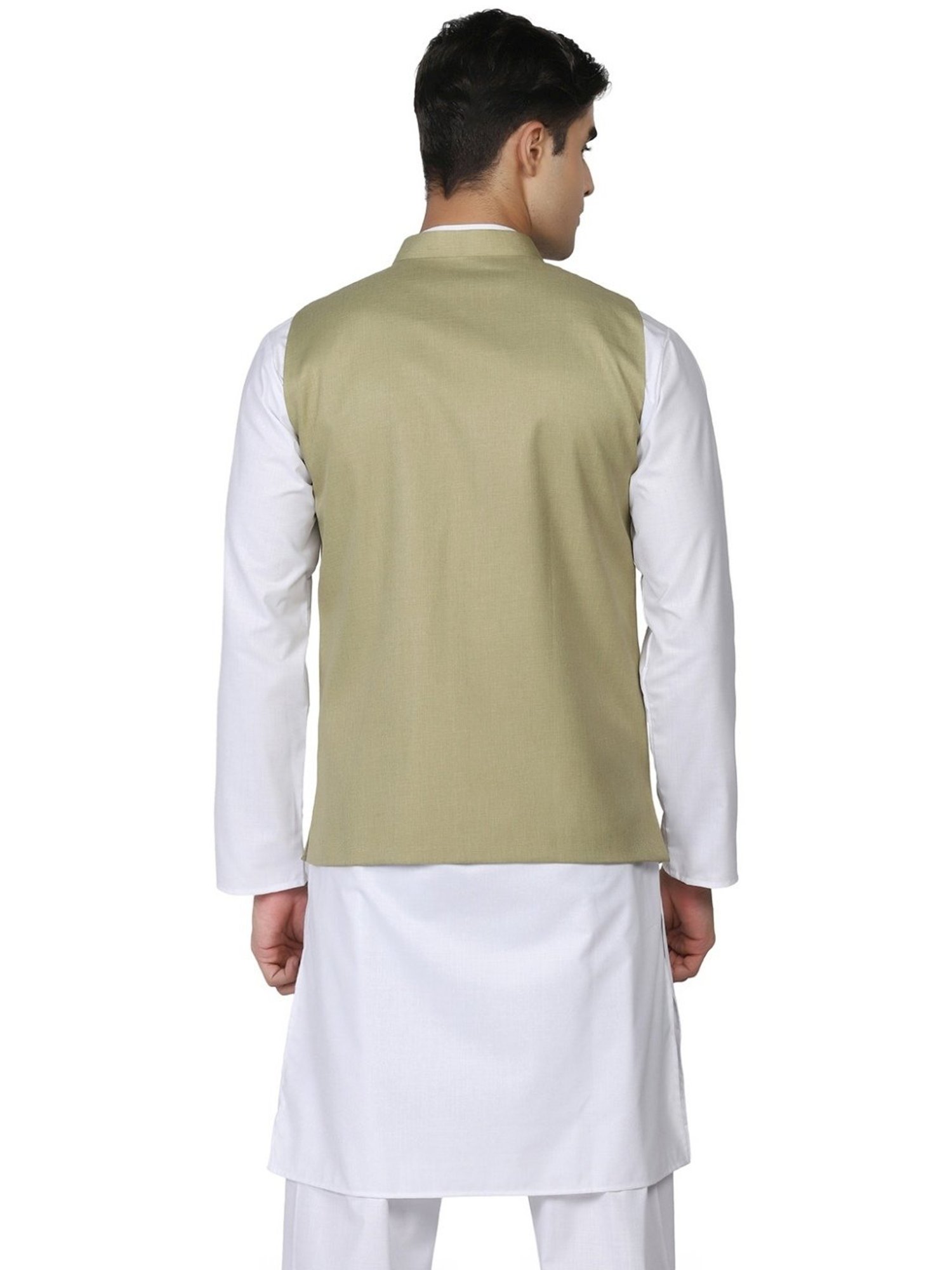 Tahvo Green Satin Slim Fit Nehru Jacket