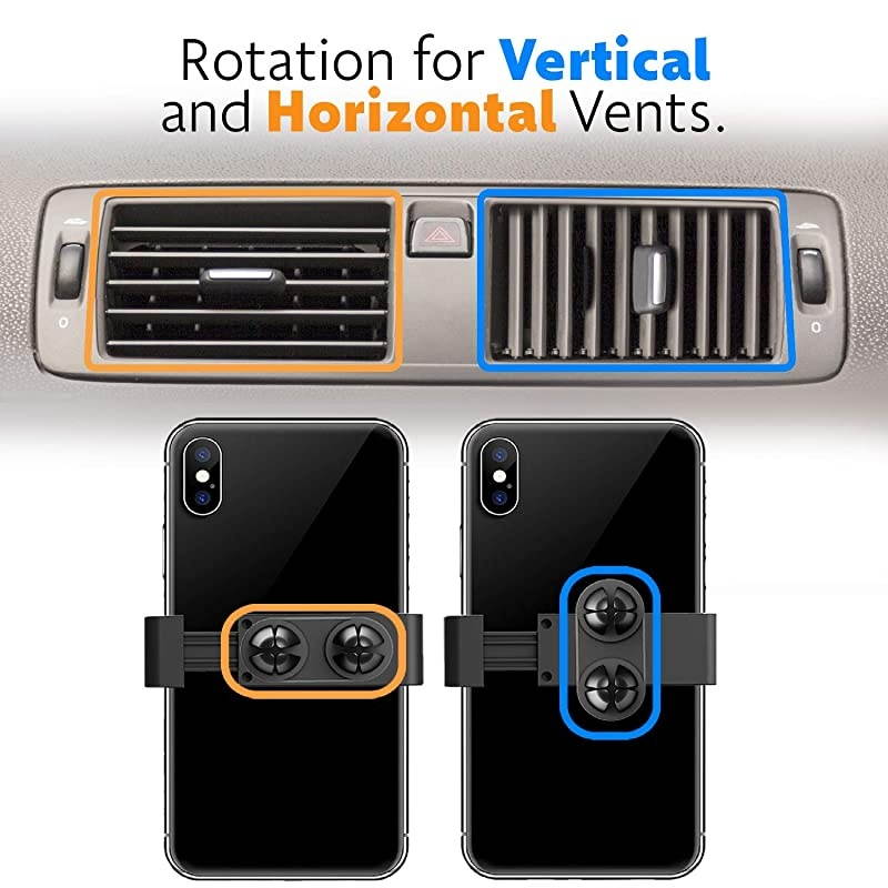 Phone Vent Holder Cell Phone Mount Holder for Car with Double Clamp Grip Compact Durable for iPhone Galaxy and All Smartphones Up to 65