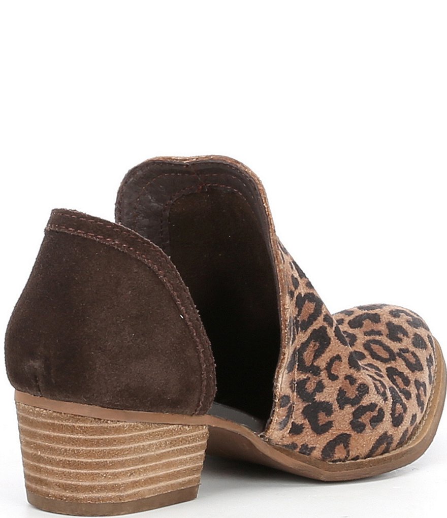 Diba True Shy Town Leopard-Print Suede Two-Piece Block Heel Booties