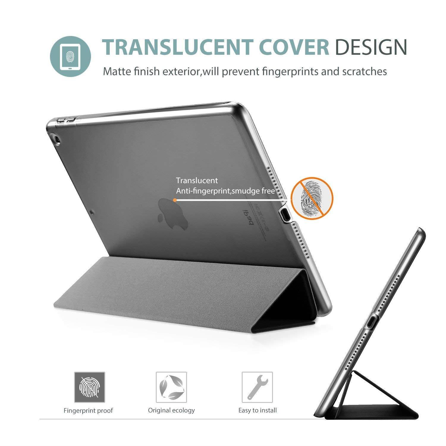 ProCase iPad 9.7 Case 2018 iPad 6th Generation Case / 2017 iPad 5th Generation Case - Ultra Slim Lightweight Stand Case with Translucent Frosted Back Smart Cover for Apple iPad 9.7 Inch &ndash;Black