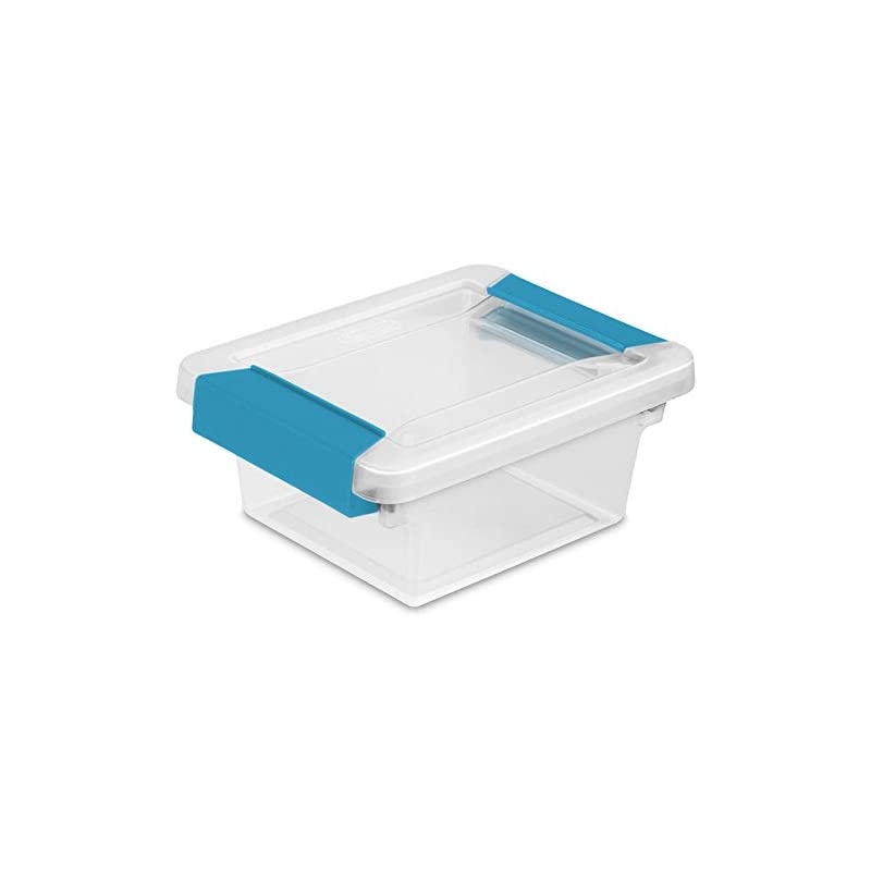Clip Box, Clear with Blue Aquarium Latches (8, Mini)