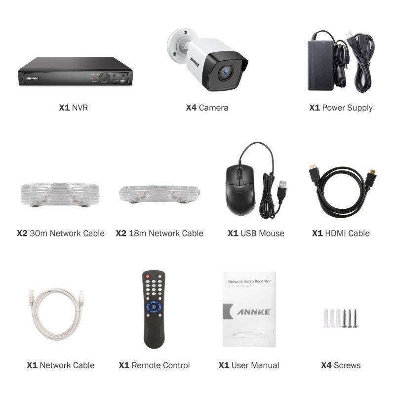 ANNKE 1080P HD PoE Network Video Security System, 8CH 4K Surveillance NVR with H.265 Video Compression,Weatherproof Cameras with EXIR LEDs 4 Camera - No HDD