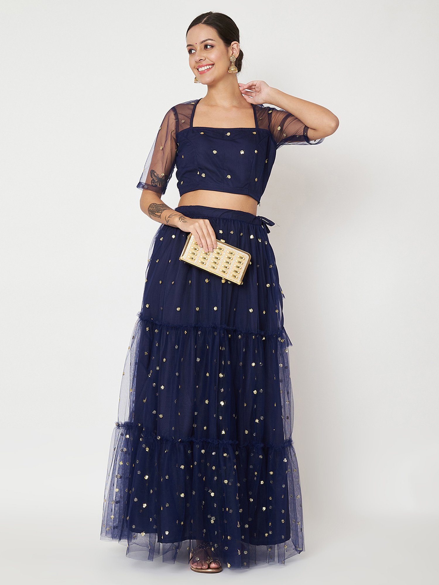 studiorasa Navy Embroidered Skirts