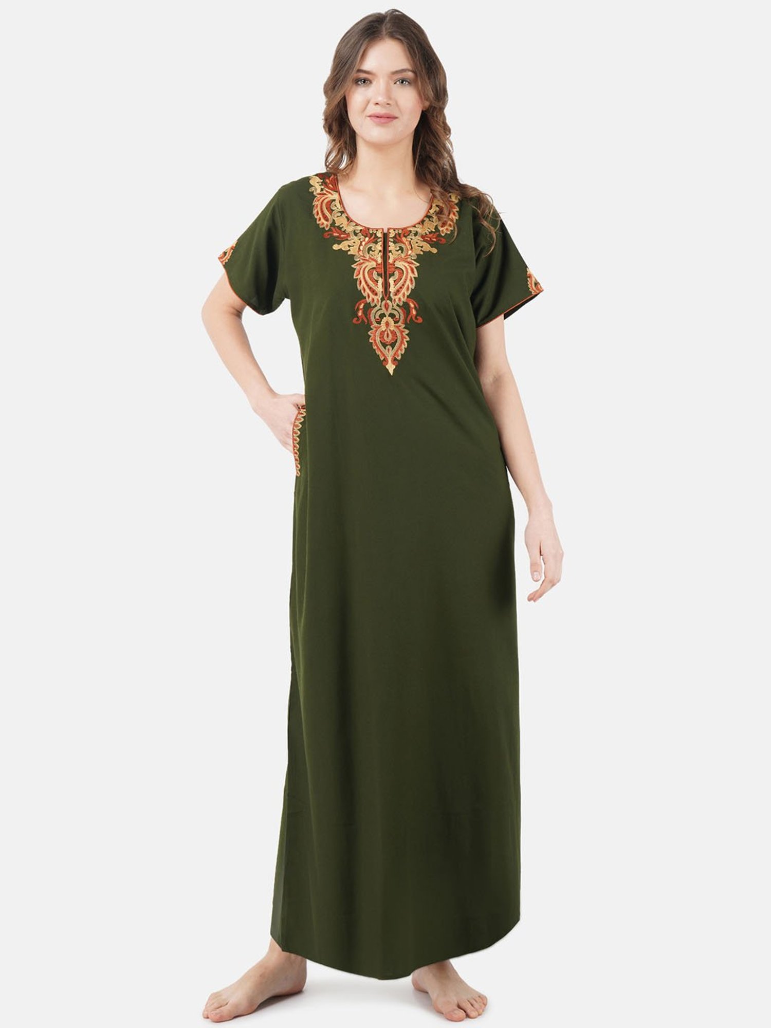 KOI SLEEPWEAR Olive Embroidered Nighty