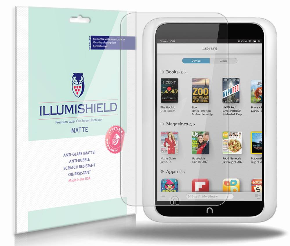 iLLumiShield Matte Anti-Glare Screen Protector For Barnes and Noble Nook HD 7" (BNTV400) [3-Pack]