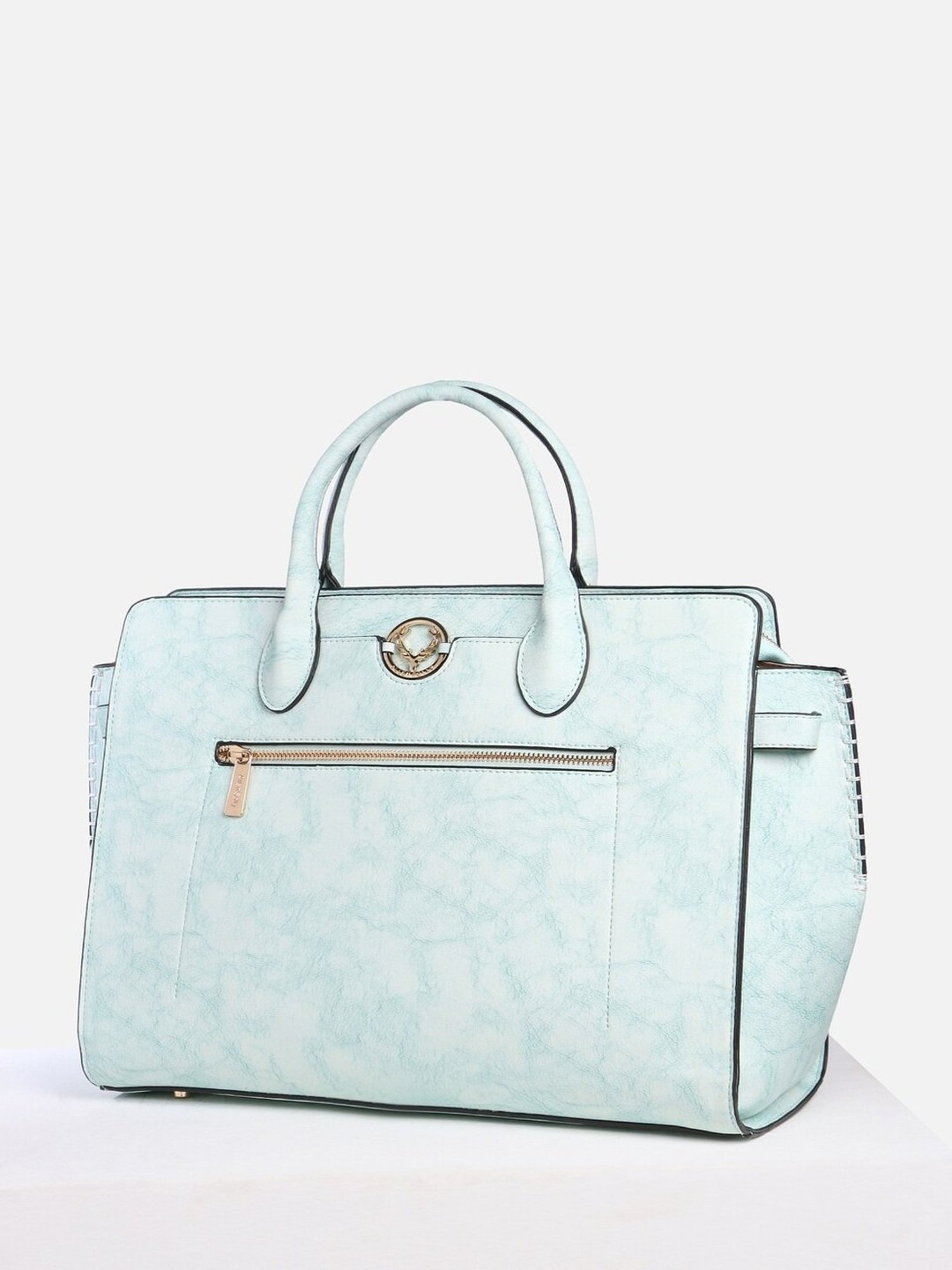 Allen Solly Blue Textured Medium Handbag