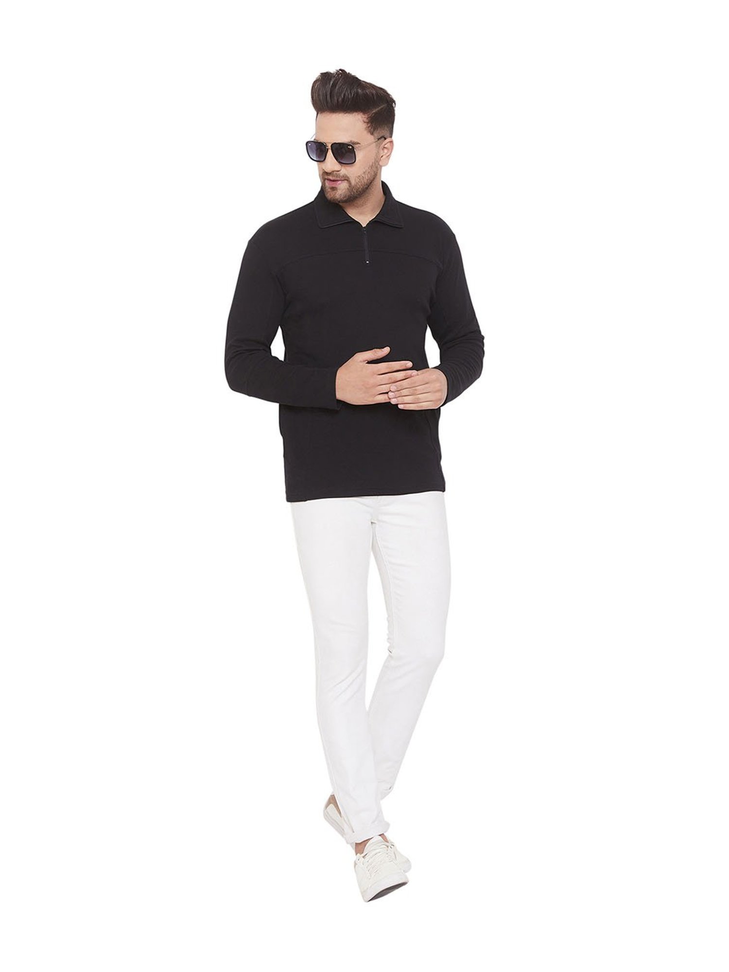 Hypernation Black Regular Fit Polo T-Shirt