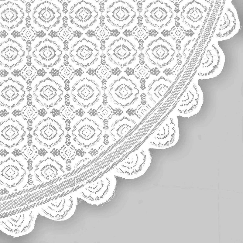 White Lace Floral Polyester Tablecloth (63"Round) - Design Imports