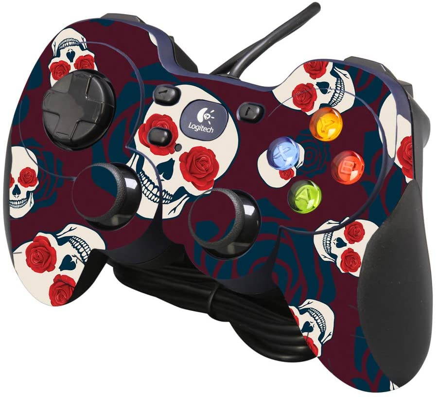 MightySkins Skin Compatible with Logitech Gamepad F310 - Skulls N Roses | Protective, Durable, and Unique Vinyl Decal wrap Cover | Easy to Apply, Remove, and Change Styles | Made in The USA