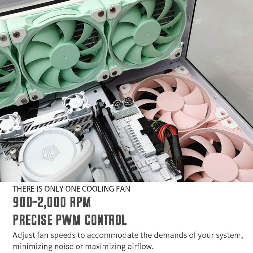 ID-COOLING ZF-12025 Pastel 120mm Case Fan White LED PWM Fan for PC Case/CPU Cooler (Green)