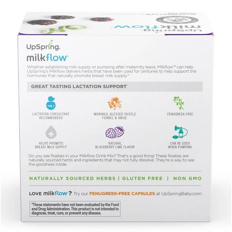 UpSpring Milkflow Fenugreek Free Blackberry Breastfeeding Supplement Drink Mix - 16ct