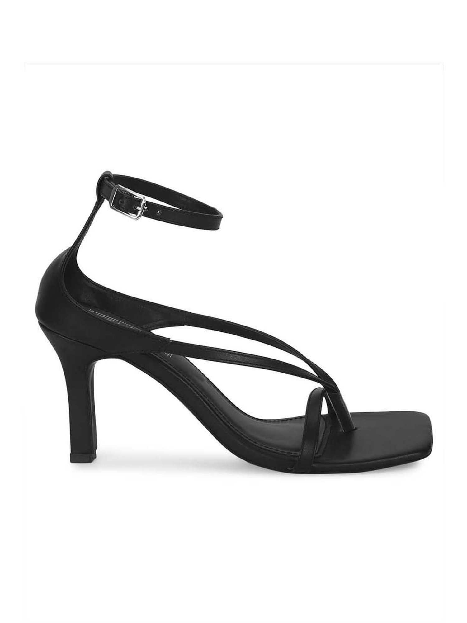Truffle Collection Women's Black Ankle Strap Stilettos