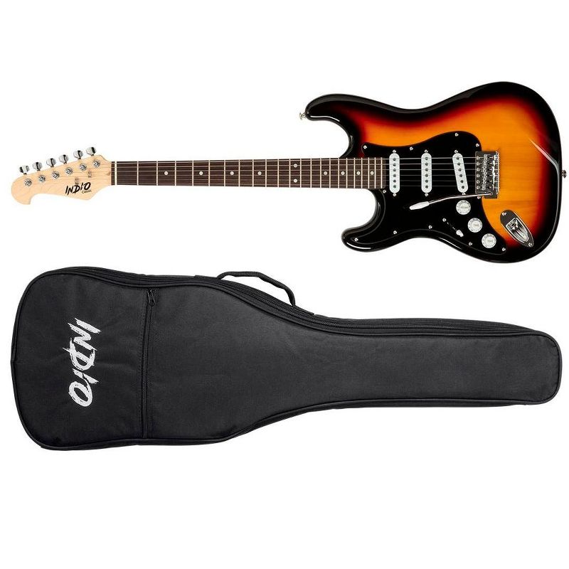 Monoprice Indio Cali Classic Lefty Electric Guitar - Sunburst, With Gig Bag