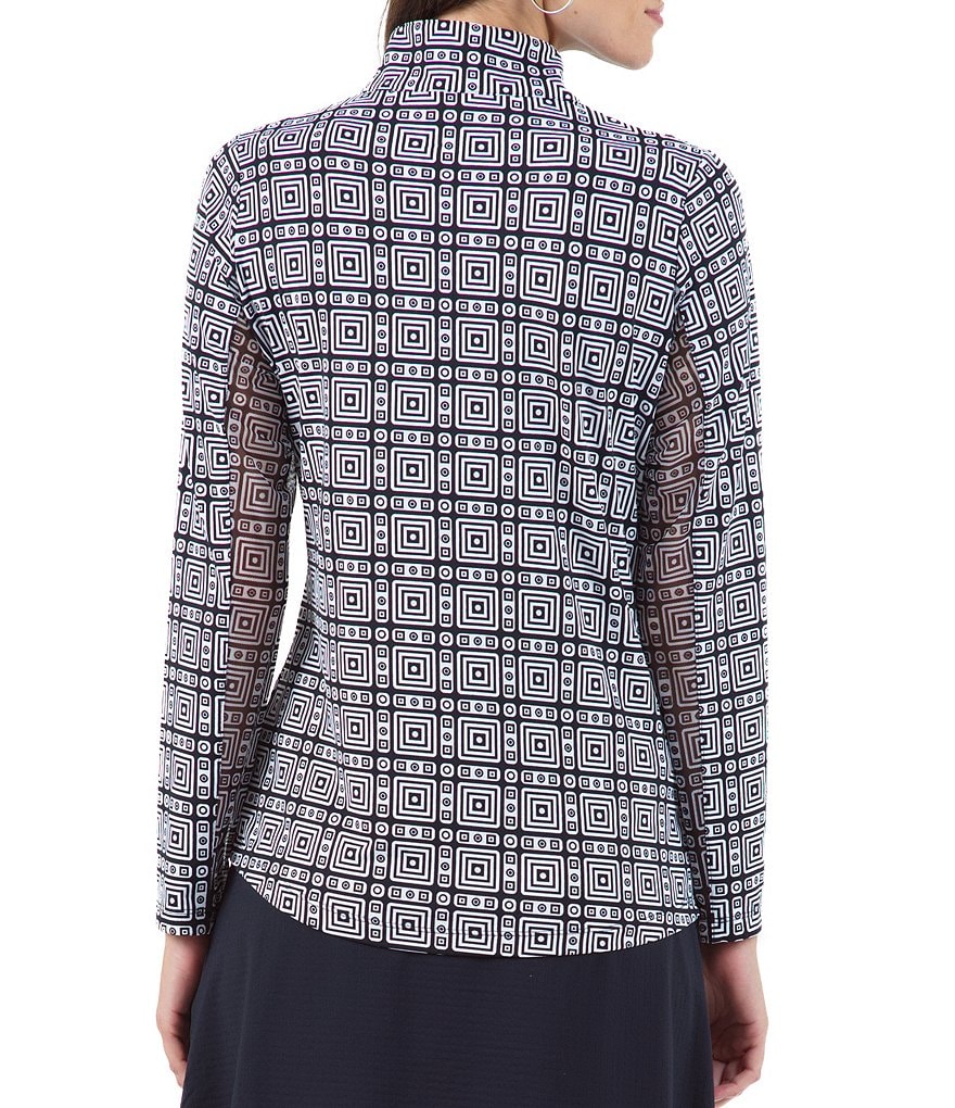 IBKUL Pricilla Print Long Sleeve Mock Neck Top