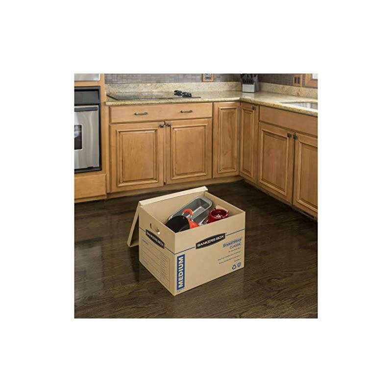 SmoothMove Classic Moving Boxes, Tape-Free Assembly, Easy Carry Handles, Medium, 18 x 15 x 14 Inches, 20 Pack (8817202)
