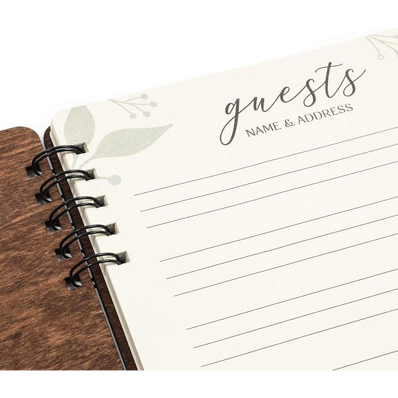 Wedding Guest Book with Rustic Wooden Design with Lined Pages for Sign or Leave Messages (11.25 x 8.75 inches)